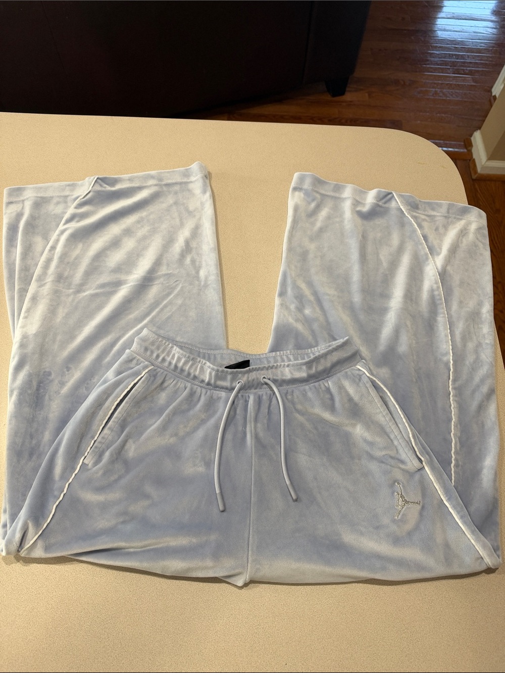 Jordan Light Blue Velour Drawstring Track Pants